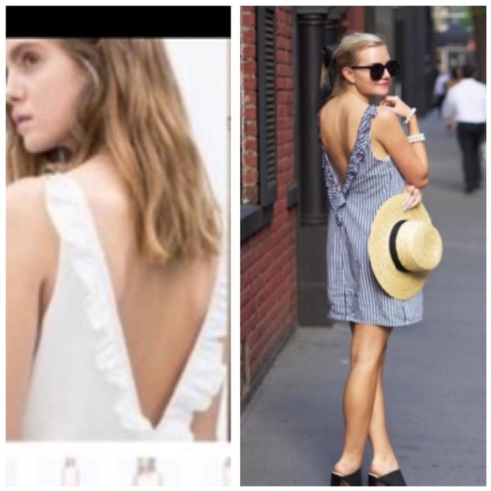 White Mini Open Back Ruffle Dress - Picture 4 of 5